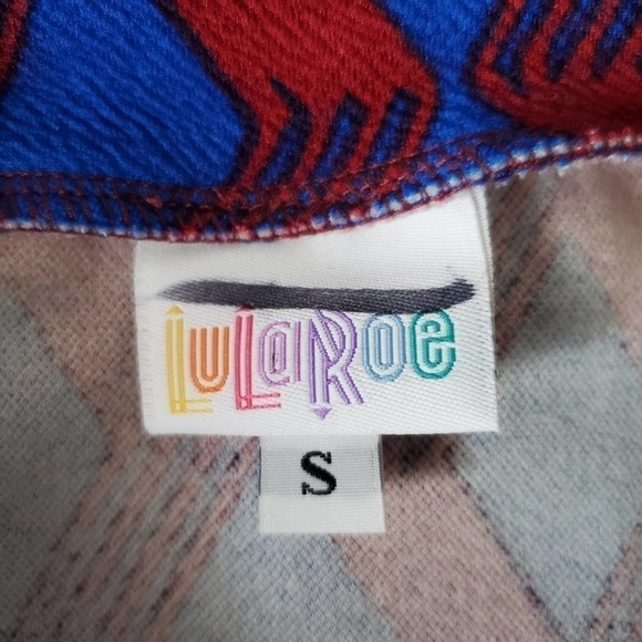 Lularoe Cassie Pencil Skirt Red & Blue Size S - Picture 4 of 5